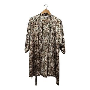 Victoria's Secret Animal Print Satin Like Short Robe Belt Small Medium Lounge